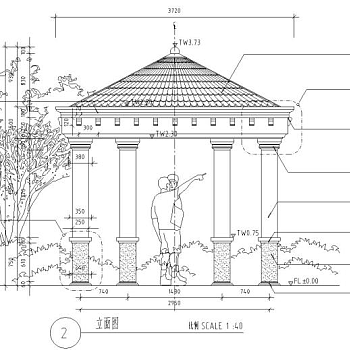 特色园形亭子设计详图