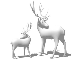 北欧小鹿雕塑免费su模型,摆件草图大师模型下载