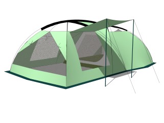 现代简约户外帐篷skb文件，帐篷sketchup模型下载