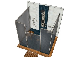 日式浴室skp文件下载，浴室卫生间草图大师模型