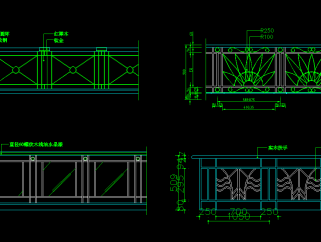 原创铁艺栏杆图库施工图，栏杆CAD设计图纸下载