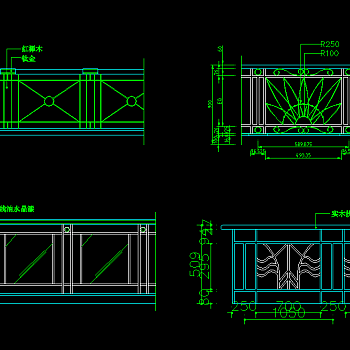 原创铁艺栏杆图库施工图，栏杆CAD设计图纸下载