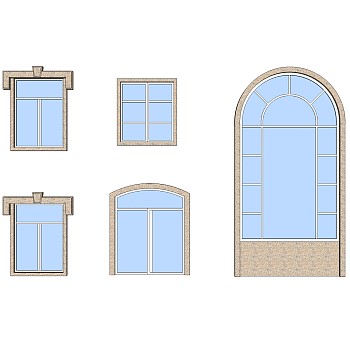 现代欧式窗草图大师模型,欧式窗SU模型下载