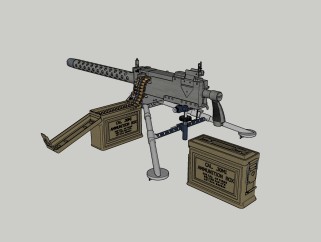 现代重机枪草图大师模型，重机枪sketchup模型