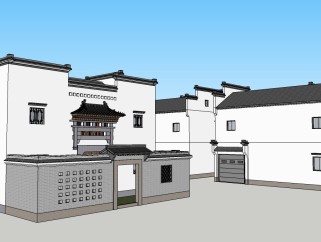新中式独栋别墅su模型免费下载，别墅sketchup模型下载