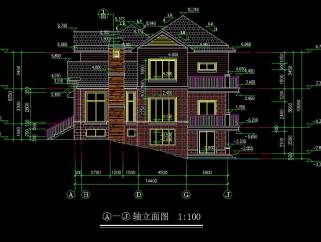 某高档别墅T型建筑CAD施工图，高档别墅建筑CAD图纸下载