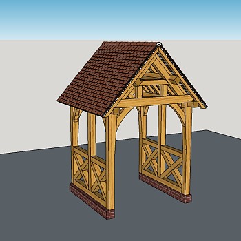 门亭草图大师模型免费下载，门亭建筑su模型分享