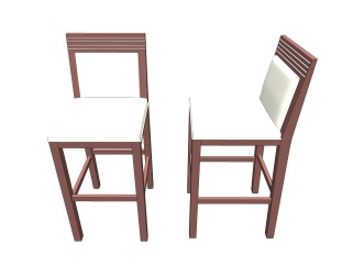 现代实木吧椅sketchup模型，固定吧椅草图大师模型下载