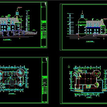 古城堡全套施工图，城堡CAD建筑图纸下载