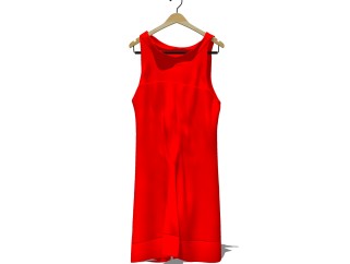 现代红色吊带裙免费su模型，服饰sketchup模型下载