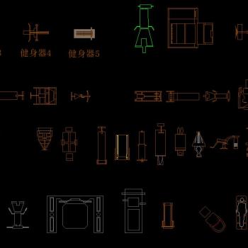 原创健身器材cad平面图，健身器材全套施工图纸下载