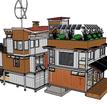 现代集装箱草图大师模型，集装箱sketchup模型下载
