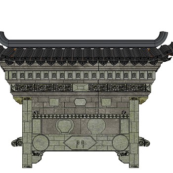 徽派门罩草图大师模型下载，徽派门罩su模型下载