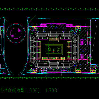 体育馆装修图CAD施工图，体育馆CAD图纸下载