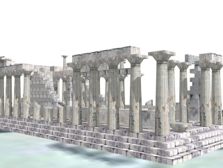 欧式古典雅典神庙草图大师模型，古典雅典神庙sketchup模型免费下载