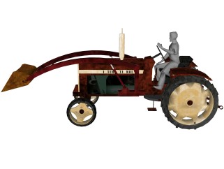 现代乡村拖拉机su模型，拖拉机草图大师模型下载