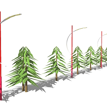 现代简约城市造型路灯草图大师模型，城市造型路灯sketchup模型下载