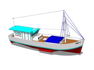 现代大型渔船su模型，货船草图大师模型下载
