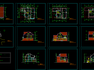 经典别墅设计图，别墅CAD图纸下载