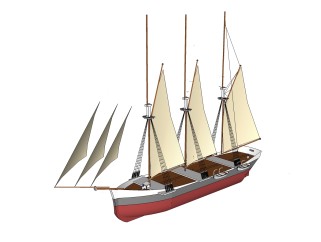 现代帆船免费su模型，帆船skp模型下载