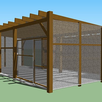 现代实木廊架草图大师模型，廊架sketchup模型下载