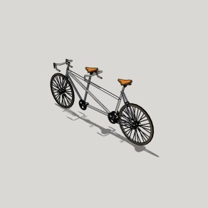 现代双人自行车草图大师模型，自行车sketchup模型