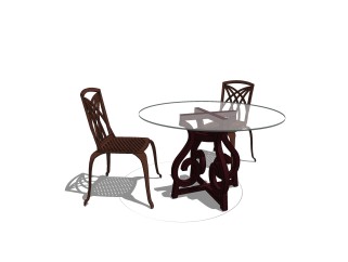 现代休闲桌椅免费su模型，休闲桌椅skp模型下载