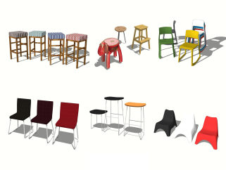 现代单椅组合草图大师模型，单椅组合sketchup模型下载