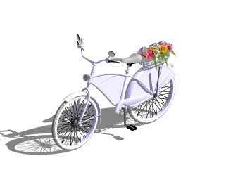 欧式复古自行车SU模型，自行车skp模型下载