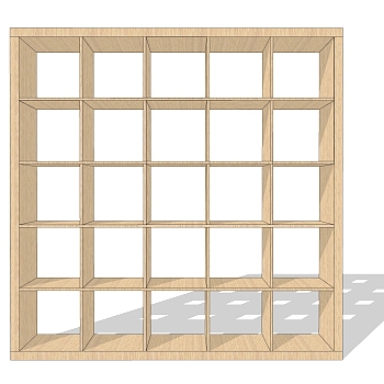 简约实木隔断书架草图大师模型，现代书柜效果图su模型下载