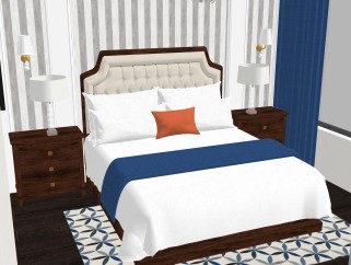美式卧室主人房免费su模型，卧室sketchup模型下载
