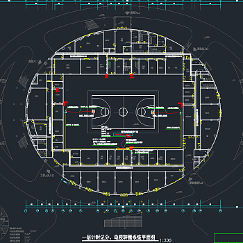 原创体育馆CAD图纸集合，体育馆CAD施工图纸下载