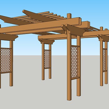 现代景观廊架草图大师模型，景观廊架sketchup模型下载