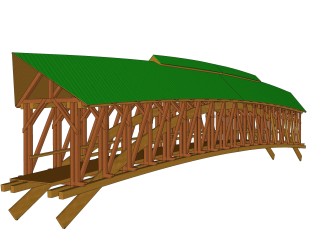 廊桥草图大师模型设计下载，sketchup廊桥su模型分享