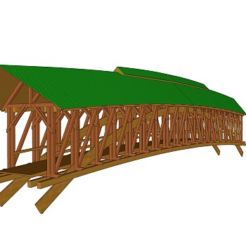 廊桥草图大师模型设计下载，sketchup廊桥su模型分享