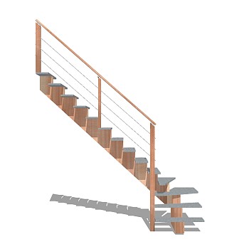 现代钢结构双跑折梯草图大师模型，钢结构双跑折梯sketchup模型免费下载