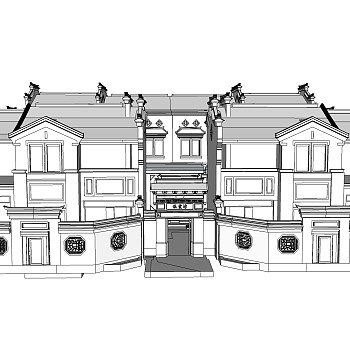 精致徽派中式别墅草图大师模型，别墅sketchup模型