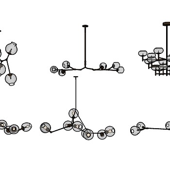 现代吊灯组合su模型，吊灯sketchup模型下载