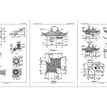 景观亭cad施工详图免费下载