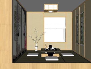 日式茶室草图大师模型，茶室sketchup模型下载