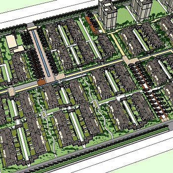 现代小区住宅规划su模型下载、小区住宅规划草图大师模型下载