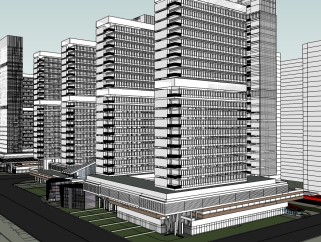 CBD中央办公区 商业区与居住区总体规划su模型下载