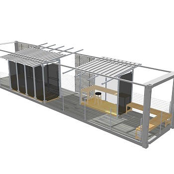 工业风集装箱住宅草图大师模型，集装箱住宅sketchup模型免费下载
