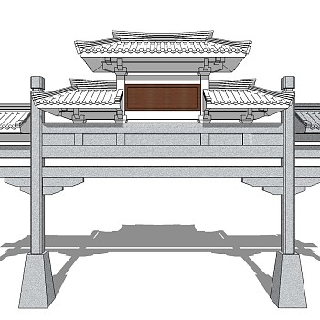 古建牌坊草图大师模型下载、古建牌坊su模型下载