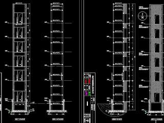 观光电梯井道钢结构CAD施工图，井道钢结构建筑设计图纸下载