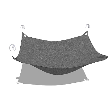 现代黑色简约吊床su模型，吊床sketchup模型下载