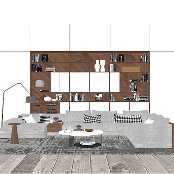 现代简约沙发组合su模型，沙发组合sketchup模型下载