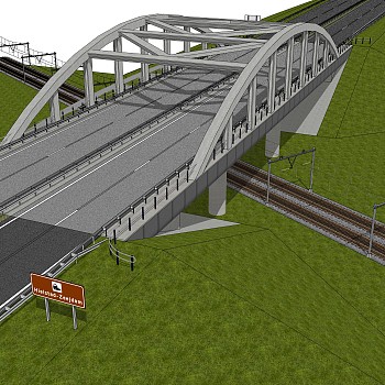 现代桥梁草图大师模型下载，sketchup桥梁su模型分享