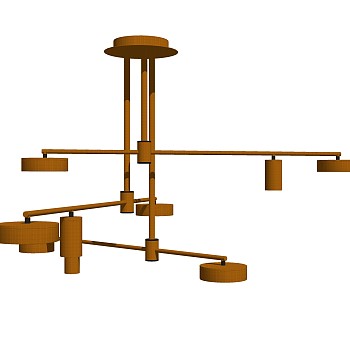 北欧金属吊灯草图大师模型，旋转多头吊灯效果图su模型下载