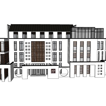 简欧建筑会所，sketchup模型免费下载